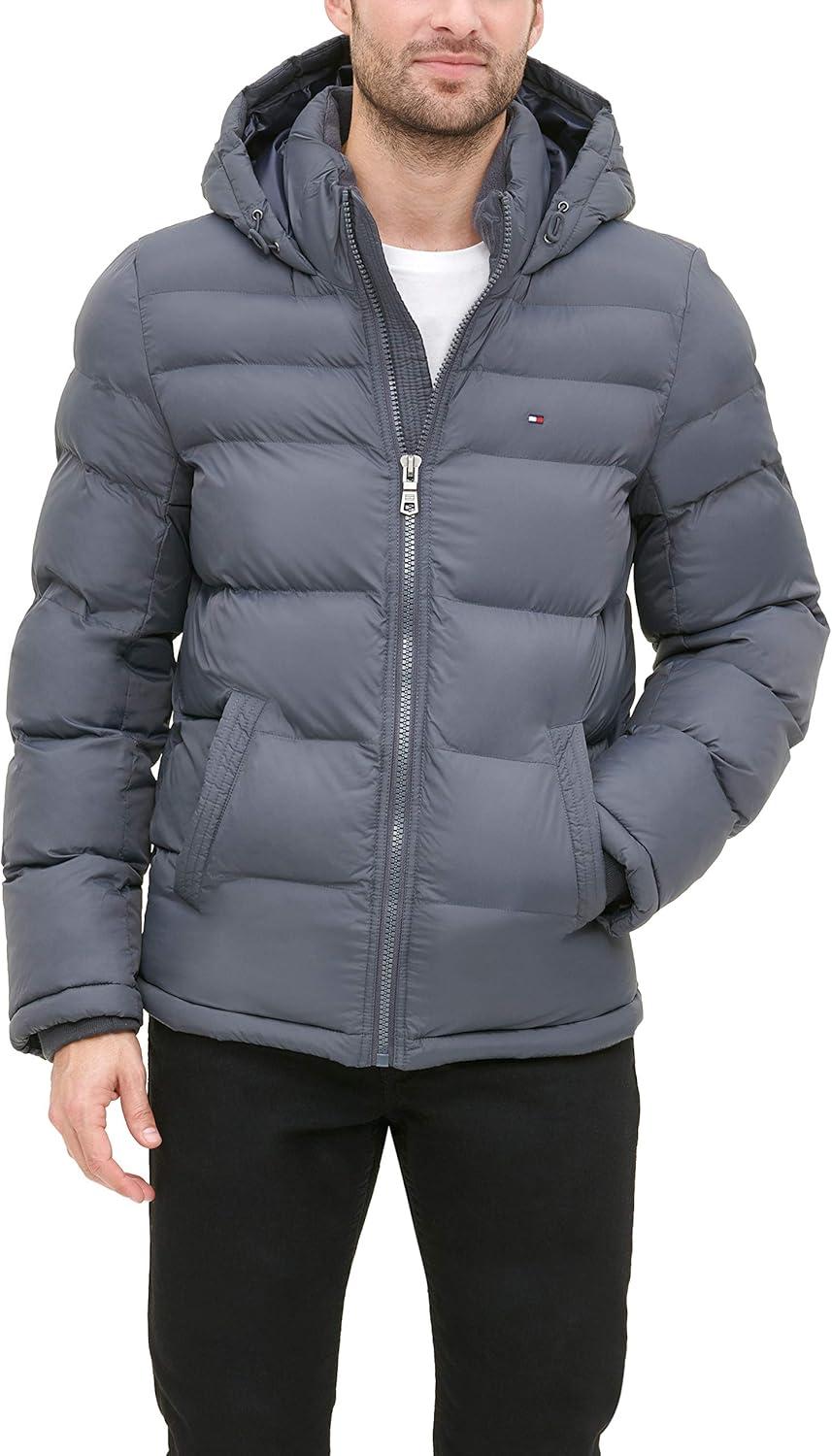 imageTommy Hilfiger Mens Down Alternative Hooded Puffer Jacket Standard and Big amp TallCharcoal