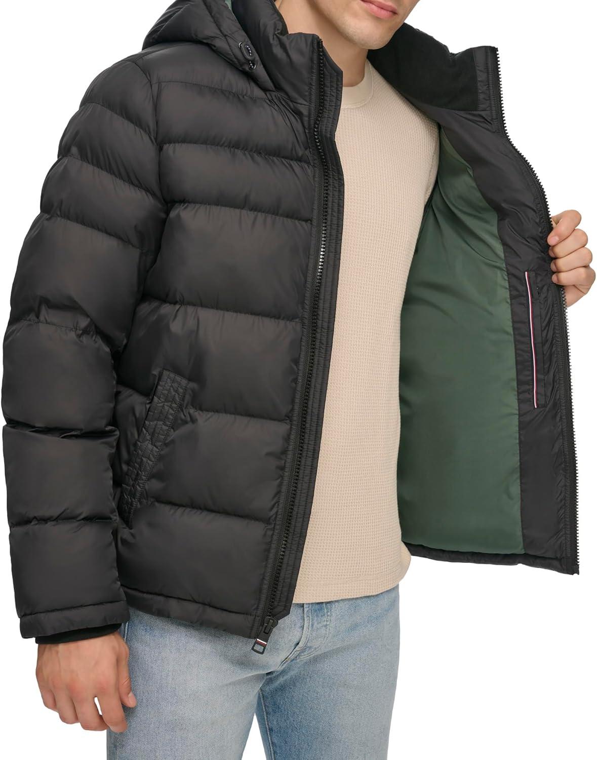 imageTommy Hilfiger Mens Down Alternative Hooded Puffer Jacket Standard and Big amp TallDeep Black