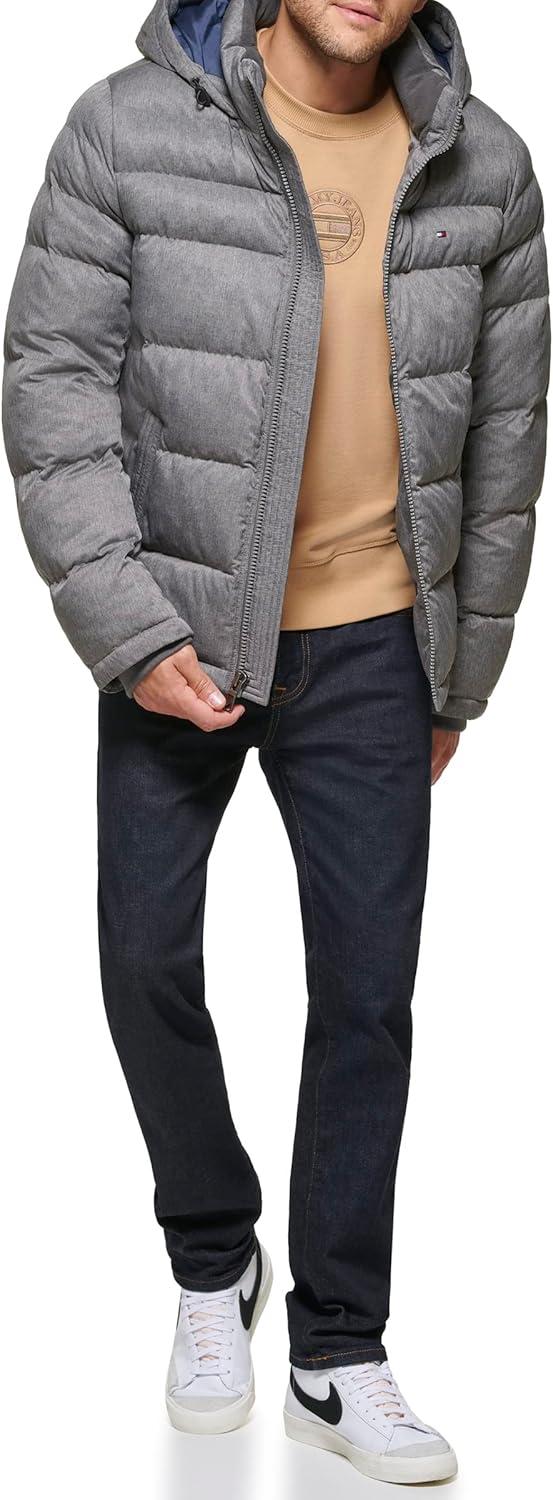 imageTommy Hilfiger Mens Down Alternative Hooded Puffer Jacket Standard and Big amp TallHeather Grey