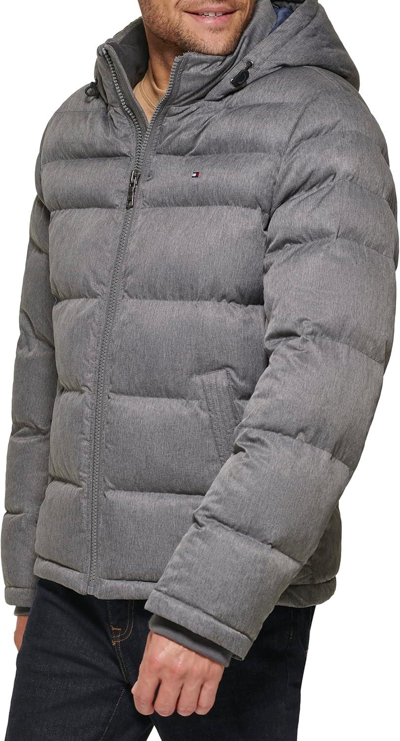 imageTommy Hilfiger Mens Down Alternative Hooded Puffer Jacket Standard and Big amp TallHeather Grey