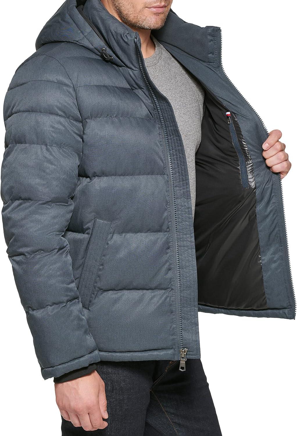 imageTommy Hilfiger Mens Down Alternative Hooded Puffer Jacket Standard and Big amp TallHeather Navy