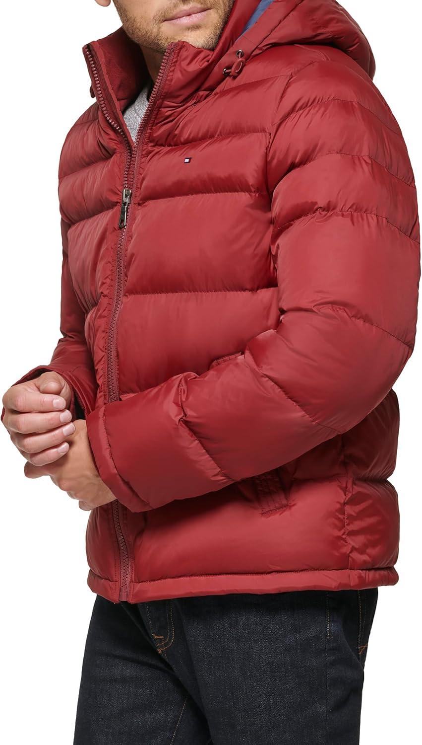 imageTommy Hilfiger Mens Down Alternative Hooded Puffer Jacket Standard and Big amp TallNew Matte Red