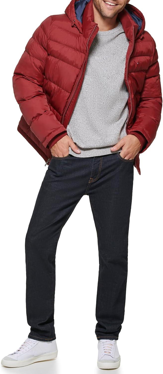 imageTommy Hilfiger Mens Down Alternative Hooded Puffer Jacket Standard and Big amp TallNew Matte Red