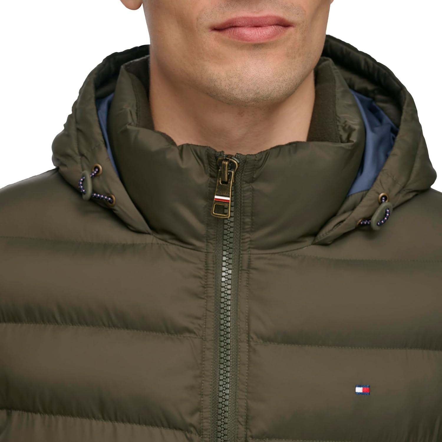 imageTommy Hilfiger Mens Down Alternative Hooded Puffer Jacket Standard and Big amp TallOlive