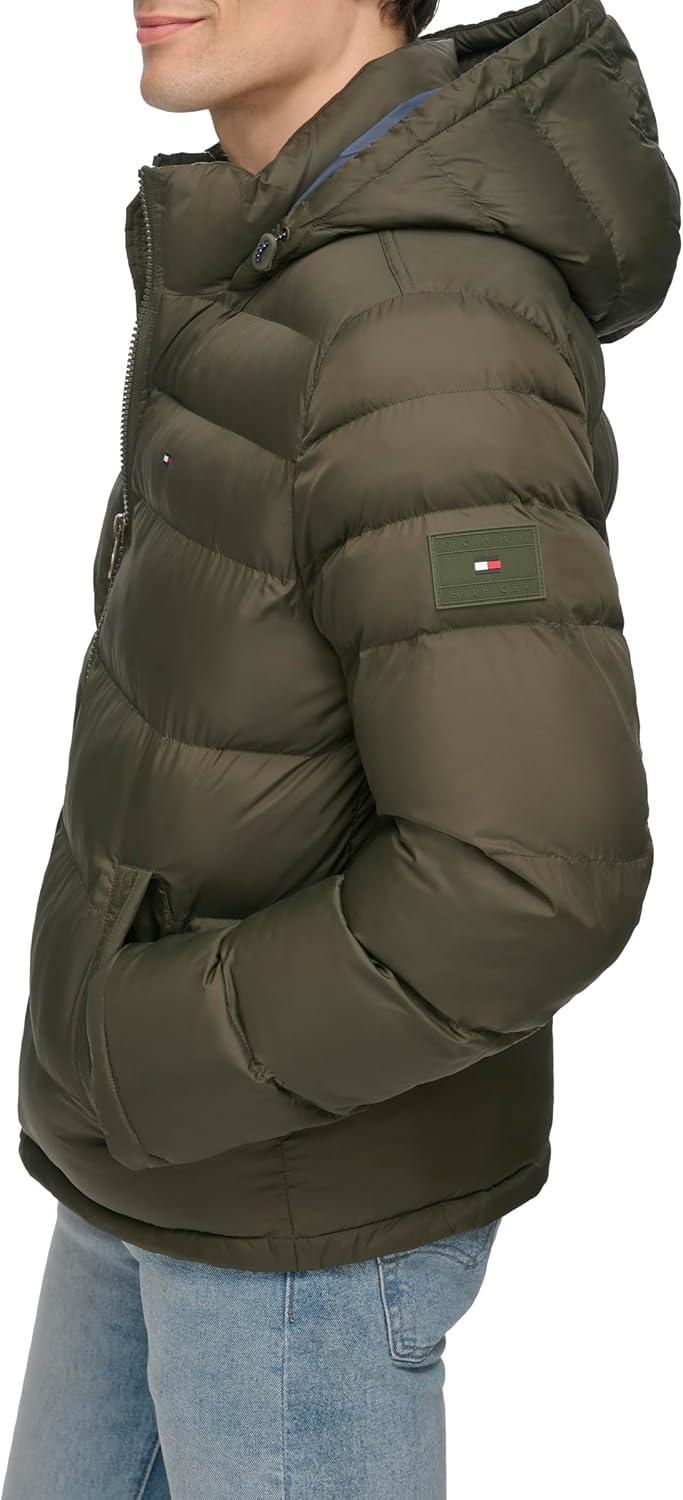 imageTommy Hilfiger Mens Down Alternative Hooded Puffer Jacket Standard and Big amp TallOlive