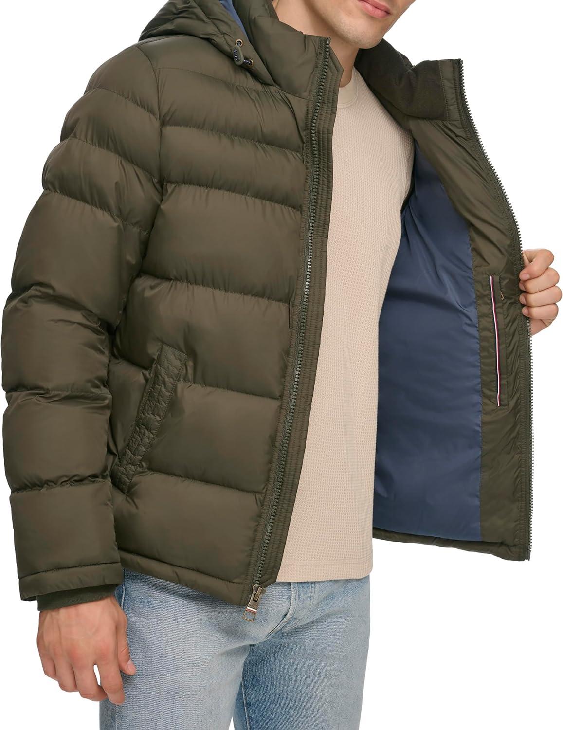 imageTommy Hilfiger Mens Down Alternative Hooded Puffer Jacket Standard and Big amp TallOlive