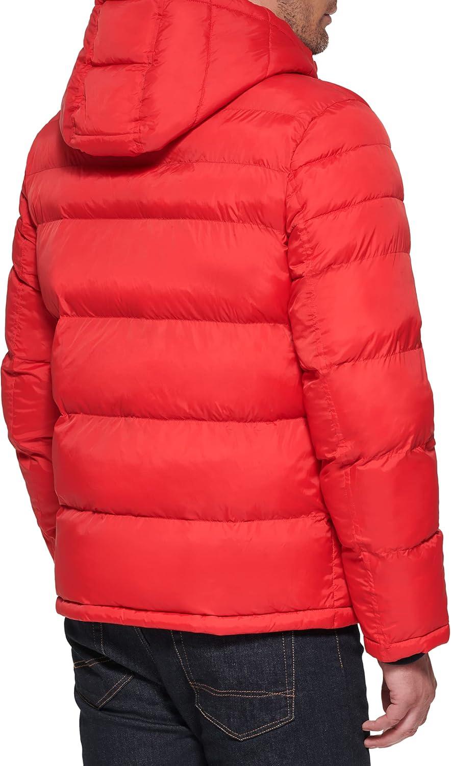 imageTommy Hilfiger Mens Down Alternative Hooded Puffer Jacket Standard and Big amp TallOrange Burst