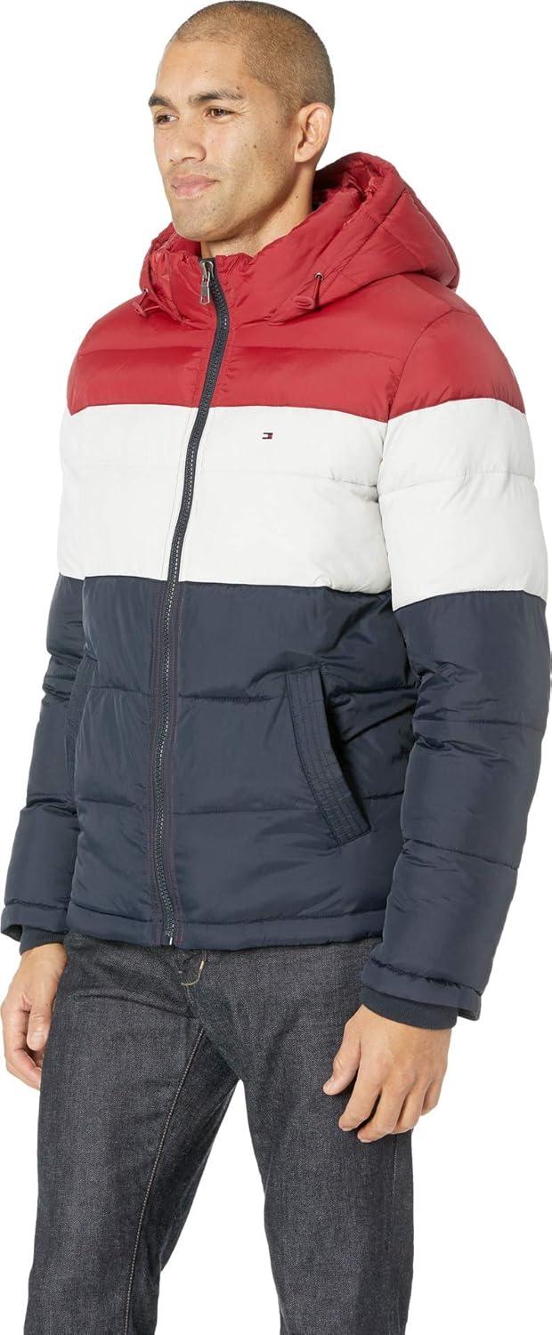imageTommy Hilfiger Mens Down Alternative Hooded Puffer Jacket Standard and Big amp TallRedWhiteMidnight