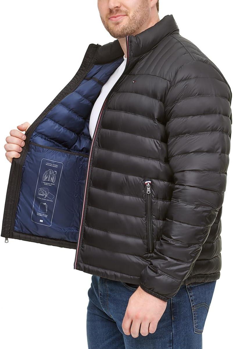 imageTommy Hilfiger Mens Embroidered Logo Puffer JacketBlack