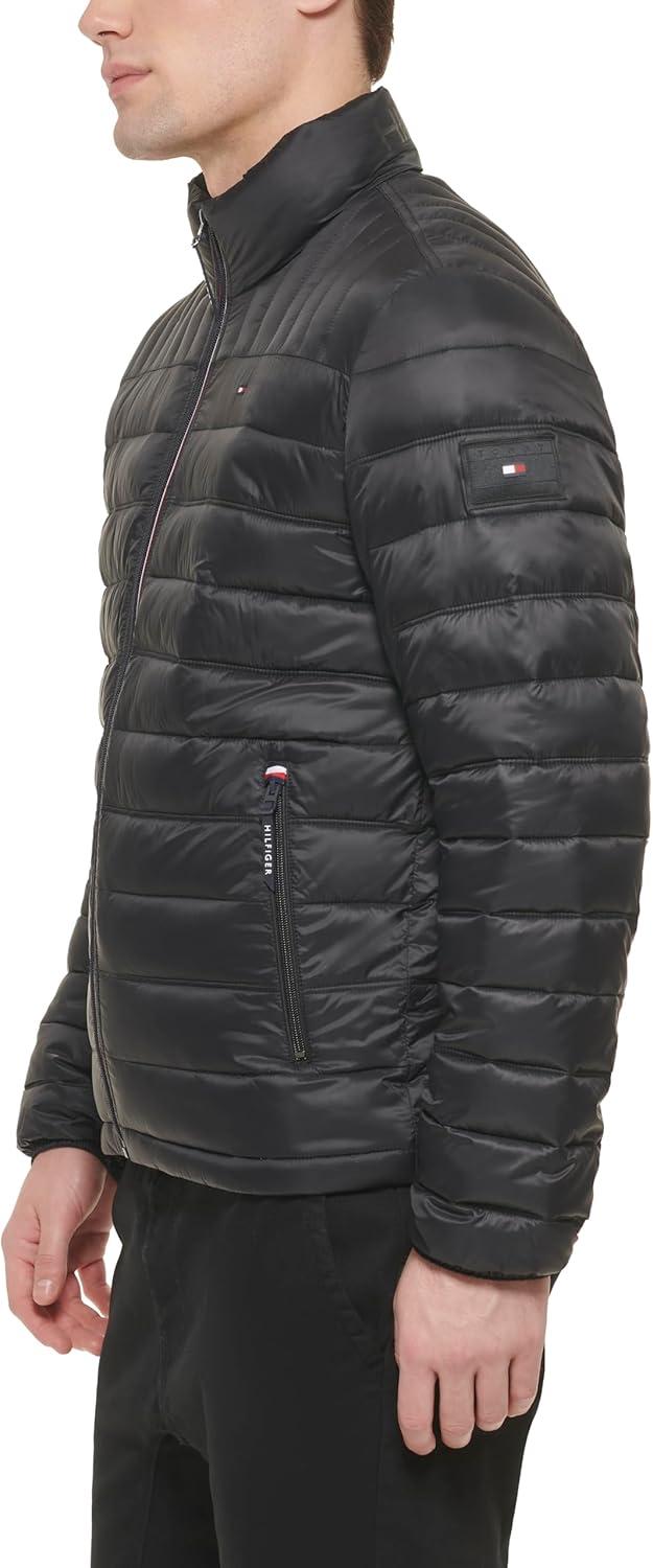 imageTommy Hilfiger Mens Embroidered Logo Puffer JacketBlack