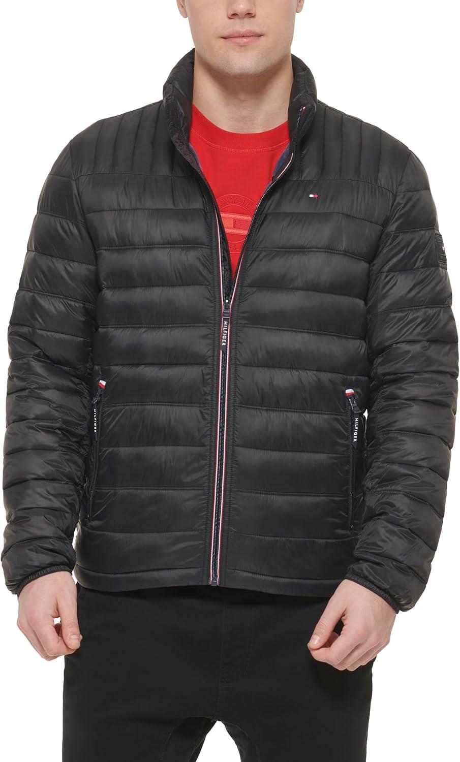 imageTommy Hilfiger Mens Embroidered Logo Puffer JacketBlack