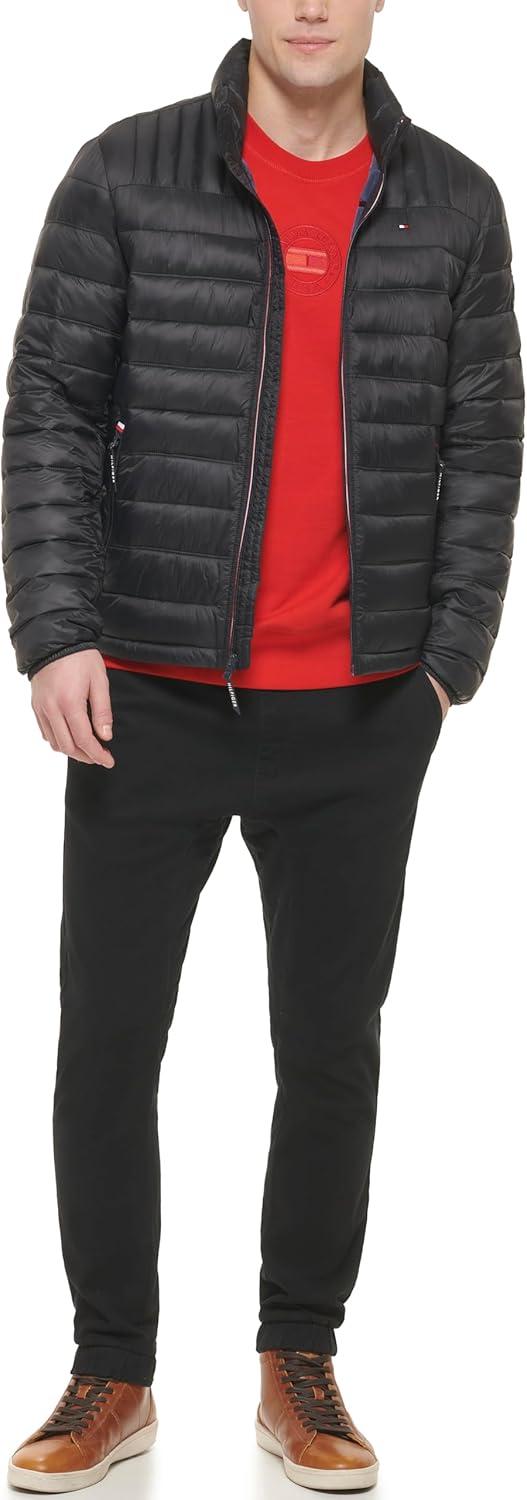 imageTommy Hilfiger Mens Embroidered Logo Puffer JacketBlack