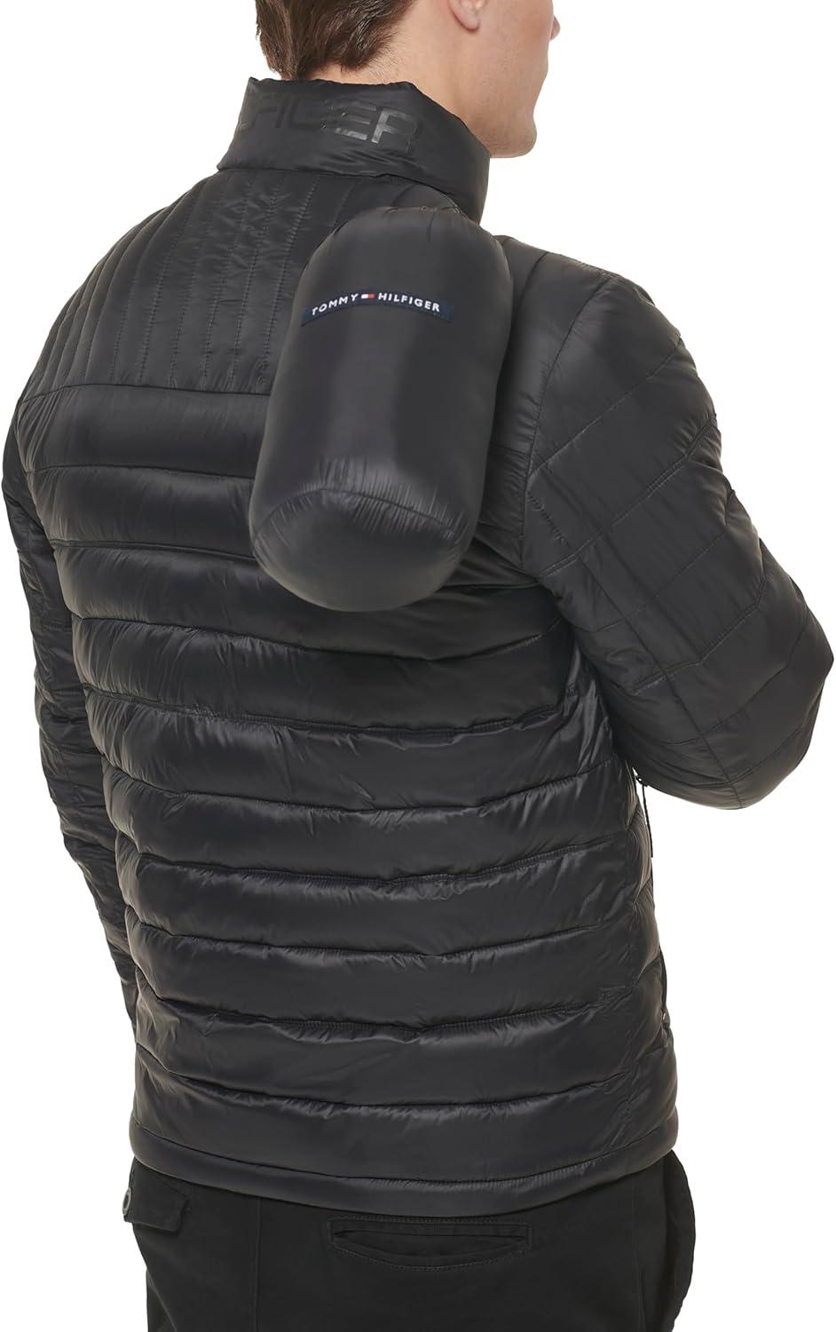 imageTommy Hilfiger Mens Embroidered Logo Puffer JacketBlack