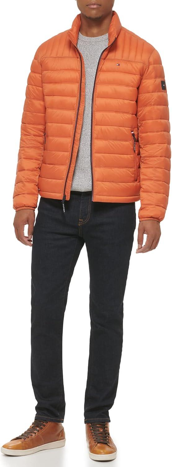 imageTommy Hilfiger Mens Embroidered Logo Puffer JacketBurnt Orange