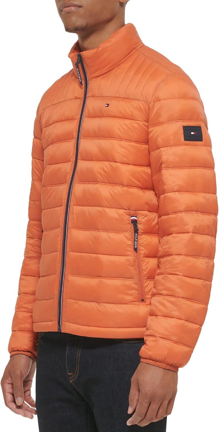 imageTommy Hilfiger Mens Embroidered Logo Puffer JacketBurnt Orange