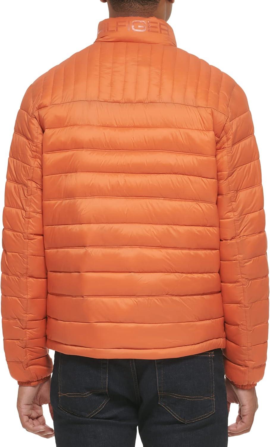 imageTommy Hilfiger Mens Embroidered Logo Puffer JacketBurnt Orange