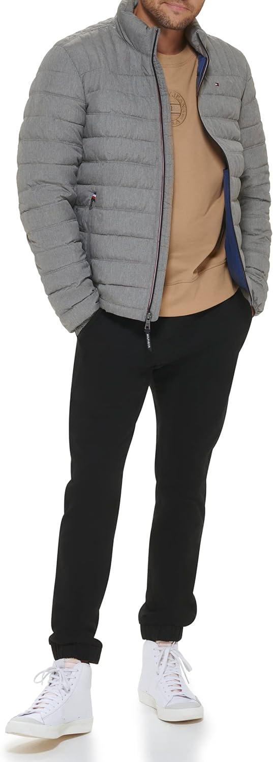 imageTommy Hilfiger Mens Embroidered Logo Puffer JacketCement