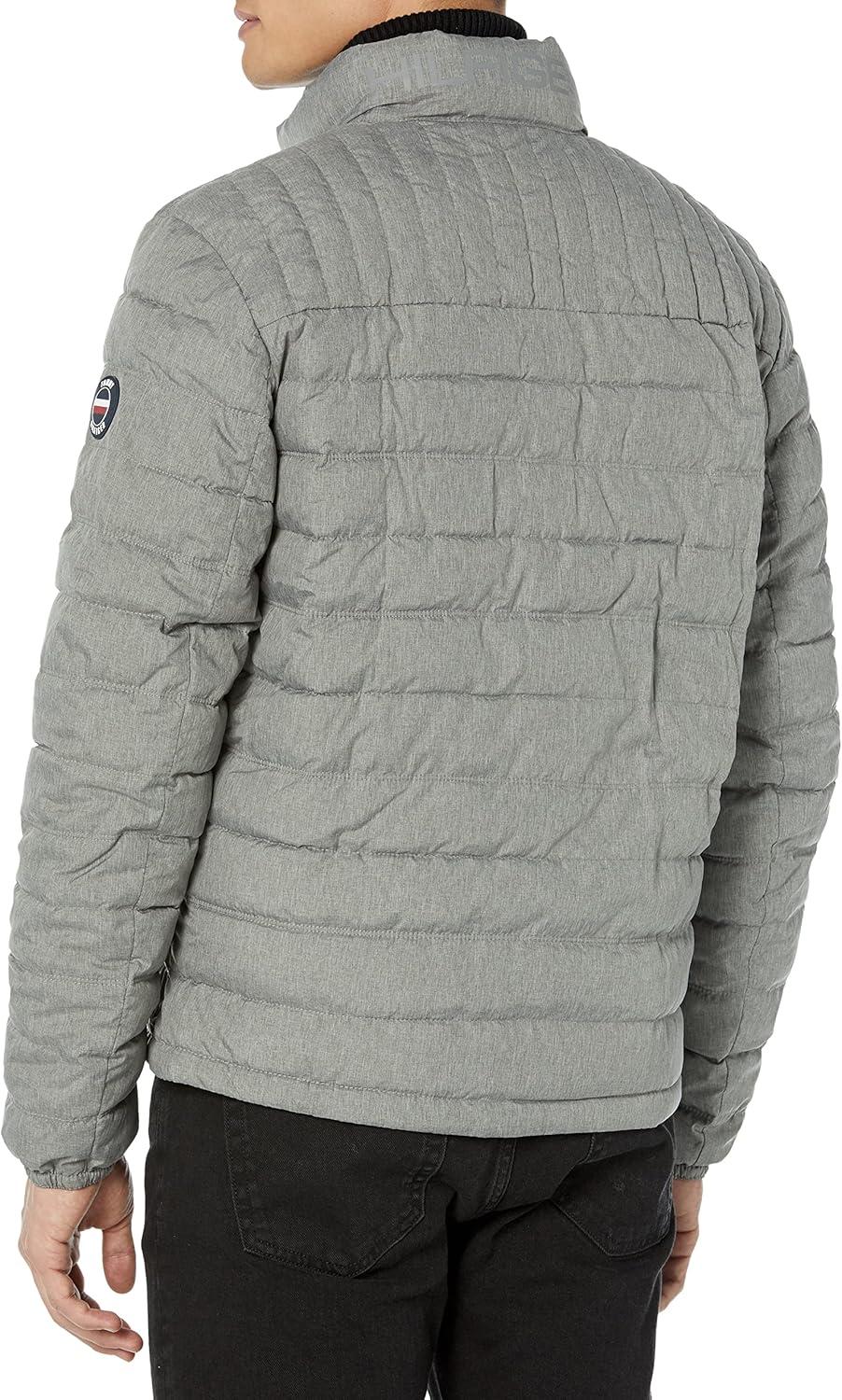 imageTommy Hilfiger Mens Embroidered Logo Puffer JacketCement