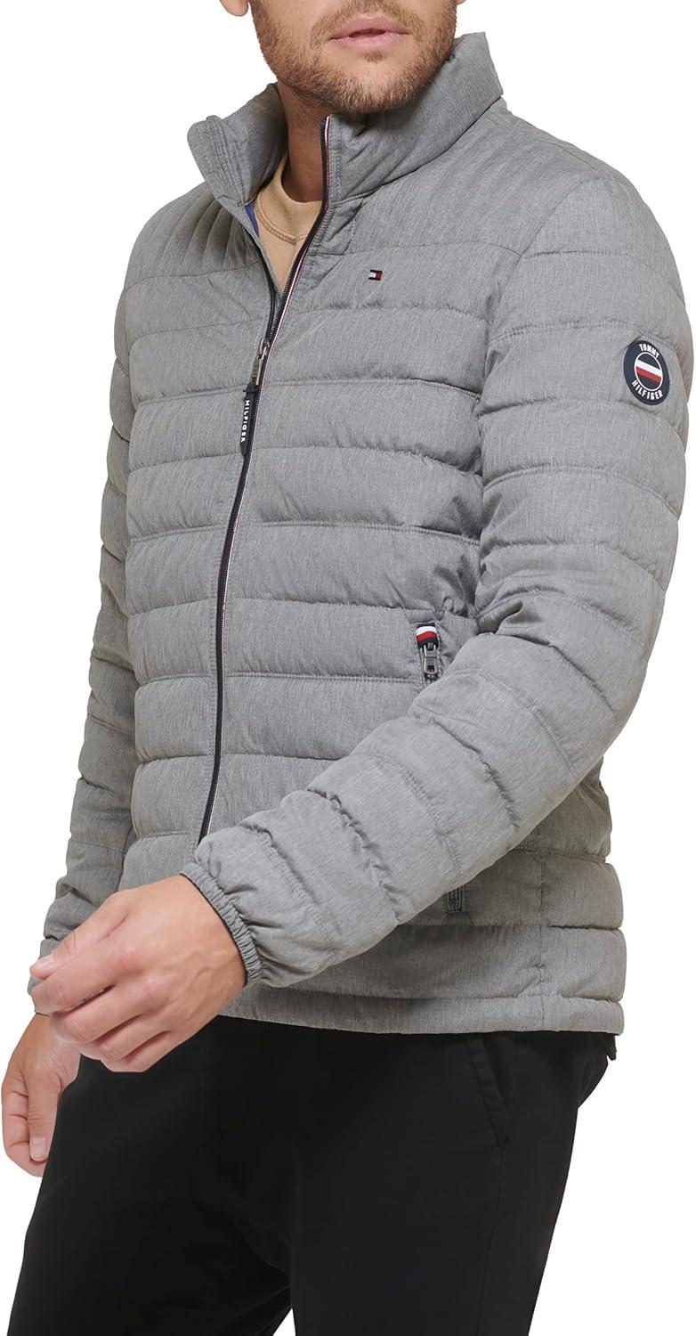 imageTommy Hilfiger Mens Embroidered Logo Puffer JacketCement