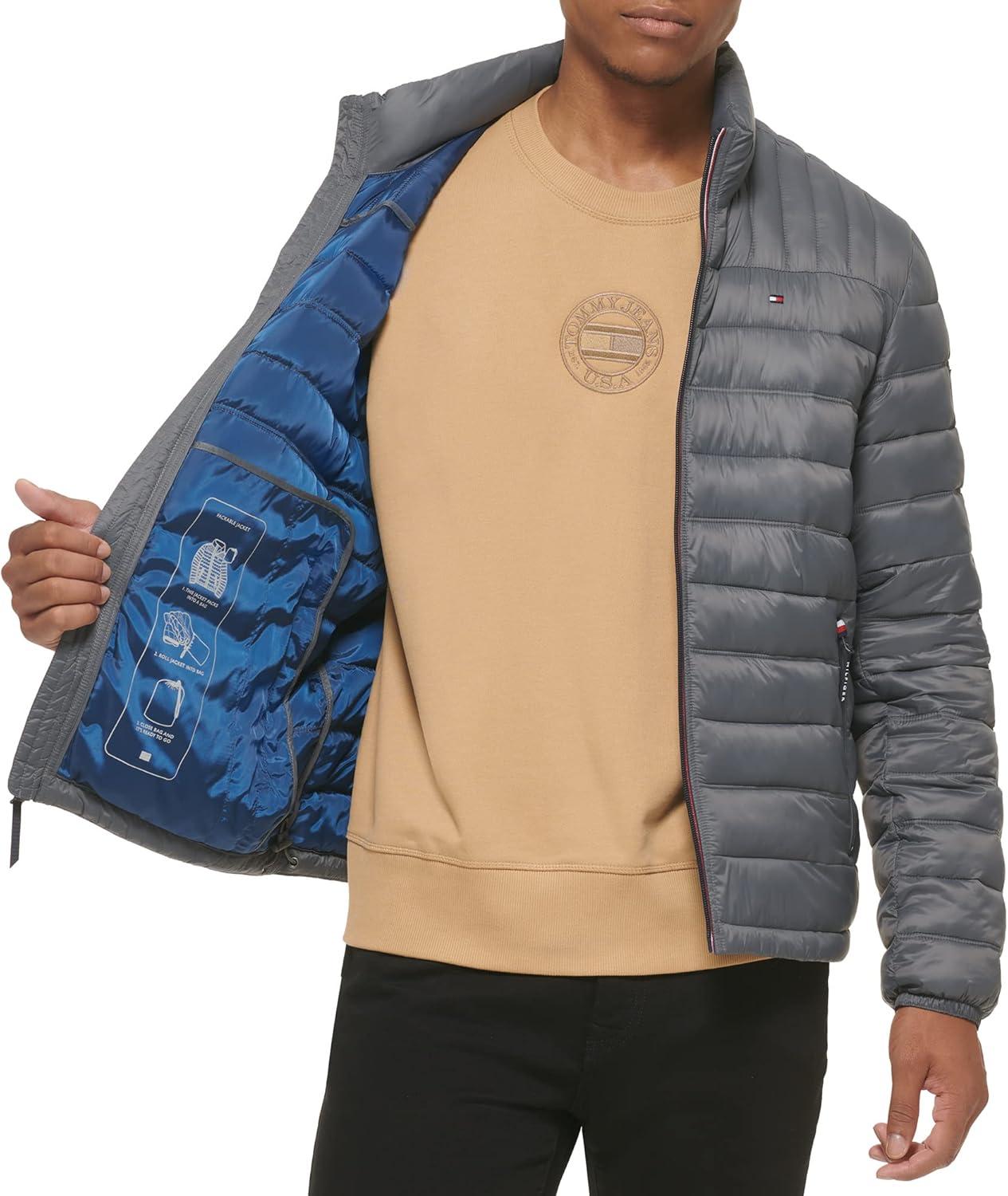 imageTommy Hilfiger Mens Embroidered Logo Puffer JacketCharcoal