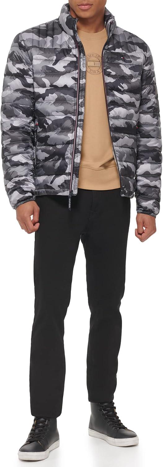 imageTommy Hilfiger Mens Embroidered Logo Puffer JacketGrey Camouflage