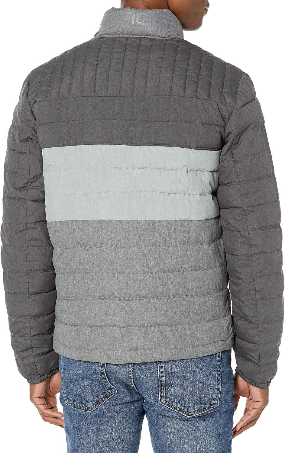 imageTommy Hilfiger Mens Embroidered Logo Puffer JacketGrey Colorblock