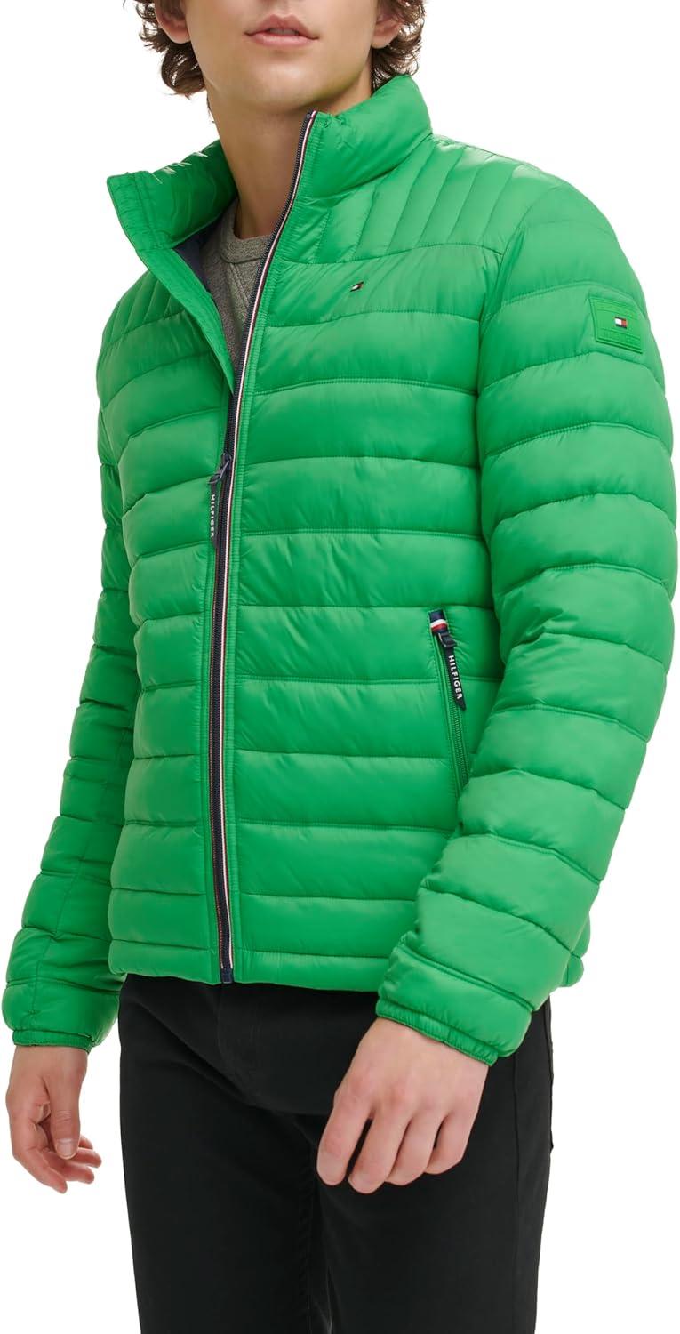 imageTommy Hilfiger Mens Embroidered Logo Puffer JacketJelly Bean Green