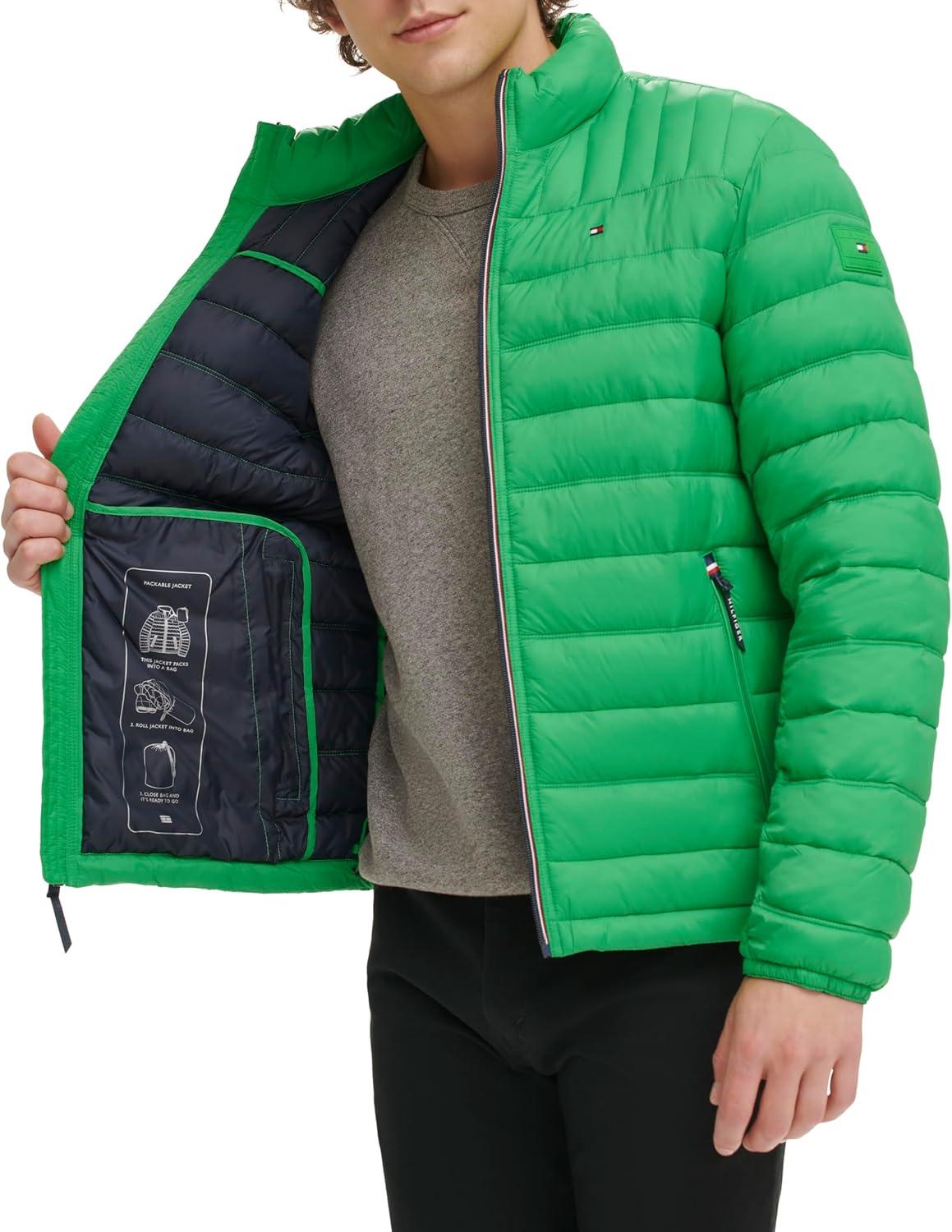 imageTommy Hilfiger Mens Embroidered Logo Puffer JacketJelly Bean Green