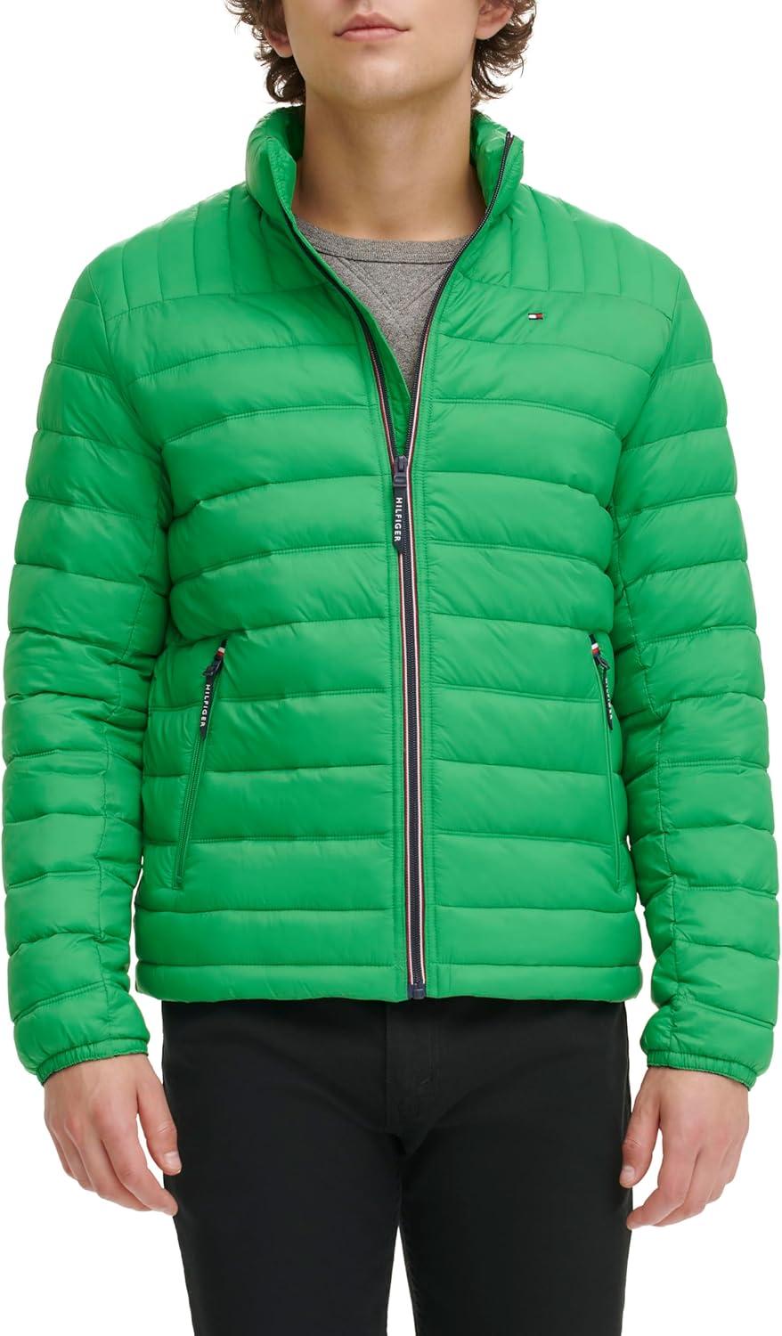 imageTommy Hilfiger Mens Embroidered Logo Puffer JacketJelly Bean Green