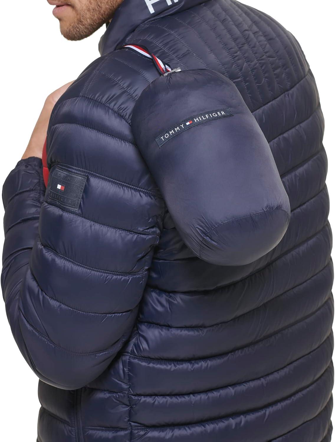 imageTommy Hilfiger Mens Embroidered Logo Puffer JacketNavy Flag Colorblock