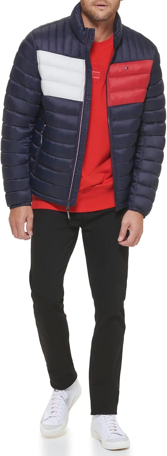 imageTommy Hilfiger Mens Embroidered Logo Puffer JacketNavy Flag Colorblock