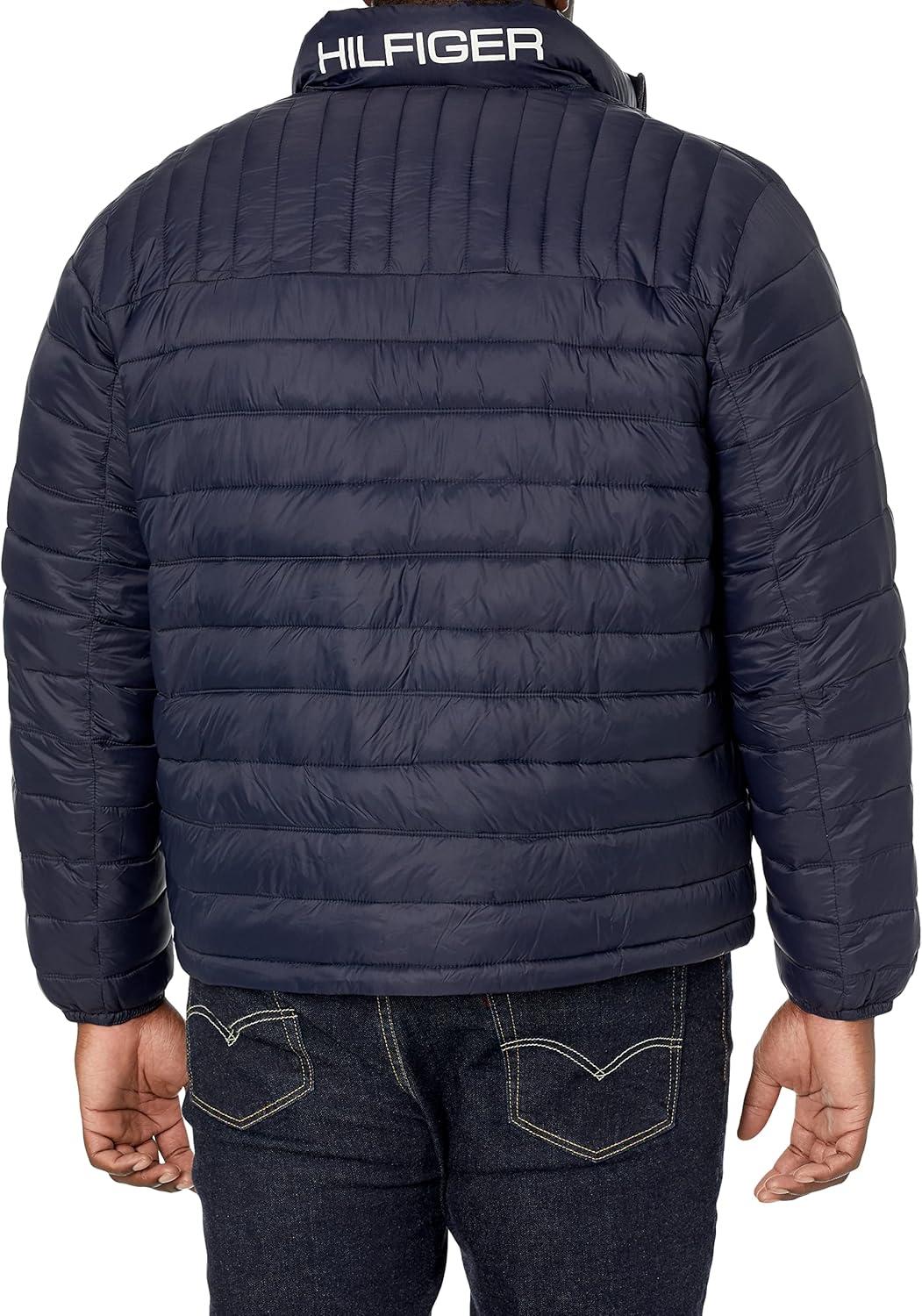 imageTommy Hilfiger Mens Embroidered Logo Puffer JacketNavy Flag Colorblock