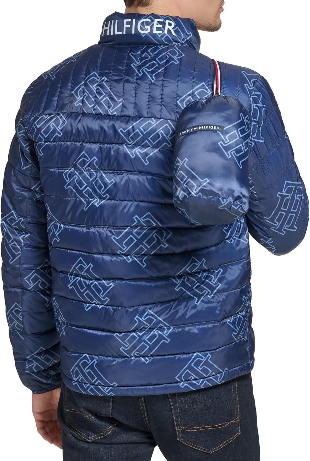 imageTommy Hilfiger Mens Embroidered Logo Puffer JacketNavy Th Logo Print