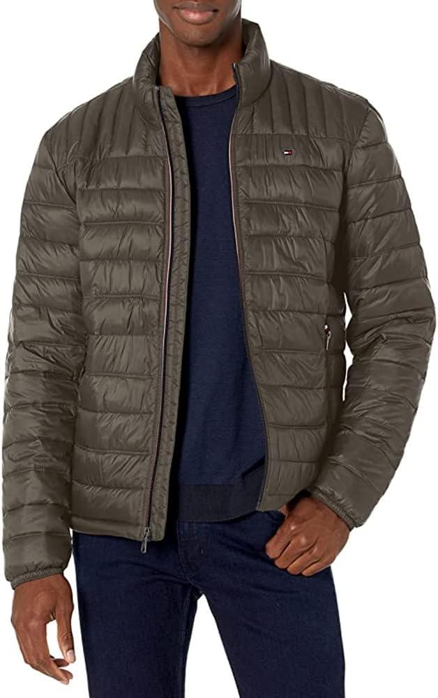 imageTommy Hilfiger Mens Embroidered Logo Puffer JacketOlive