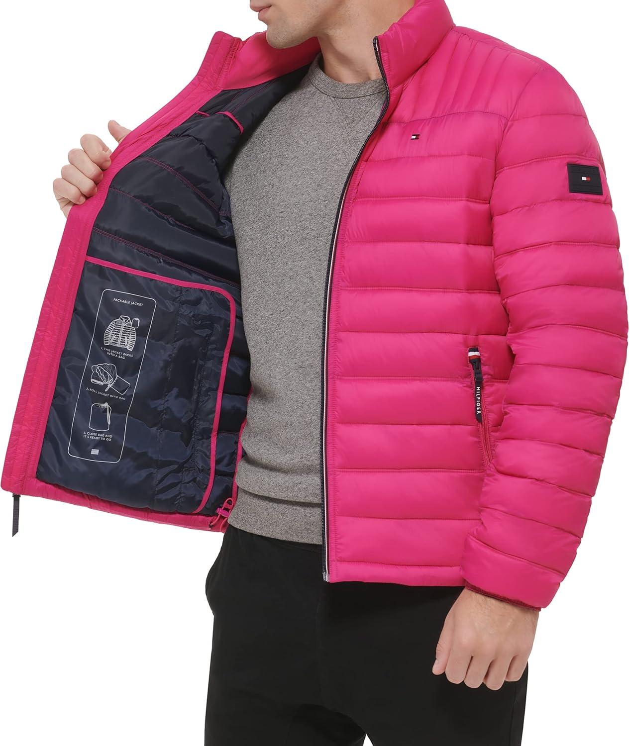 imageTommy Hilfiger Mens Embroidered Logo Puffer JacketPink