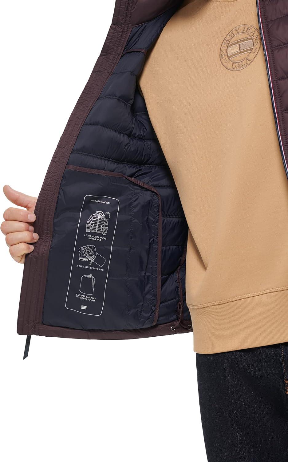 imageTommy Hilfiger Mens Embroidered Logo Puffer JacketPort