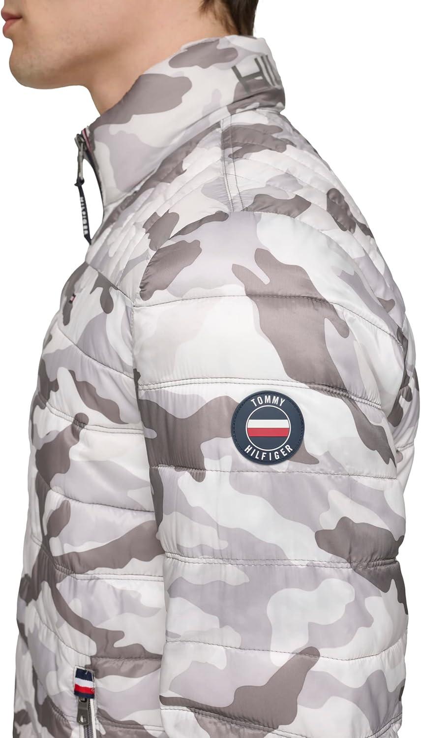imageTommy Hilfiger Mens Embroidered Logo Puffer JacketWhite Camouflage