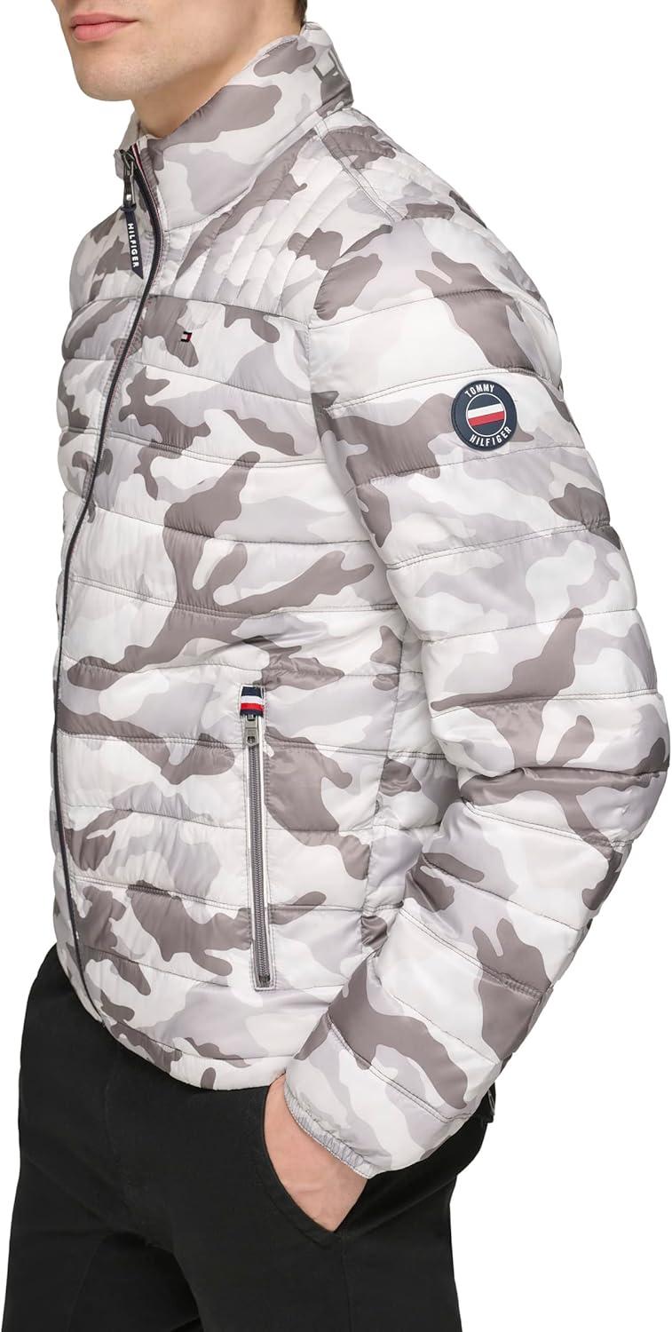 imageTommy Hilfiger Mens Embroidered Logo Puffer JacketWhite Camouflage