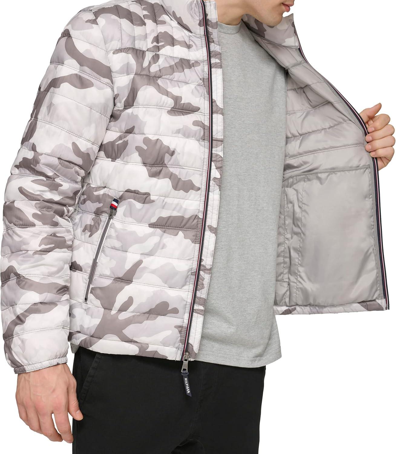 imageTommy Hilfiger Mens Embroidered Logo Puffer JacketWhite Camouflage