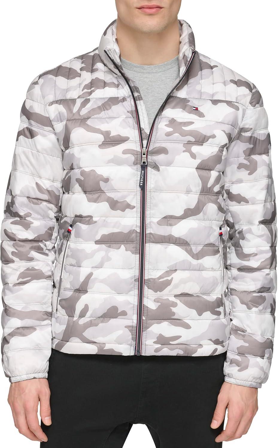 imageTommy Hilfiger Mens Embroidered Logo Puffer JacketWhite Camouflage