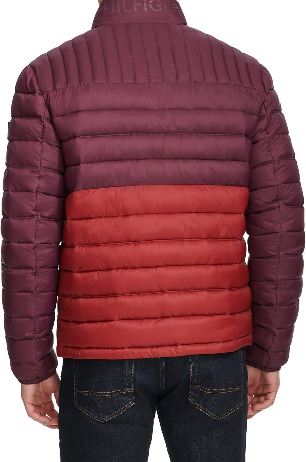 imageTommy Hilfiger Mens Embroidered Logo Puffer JacketWine Combo