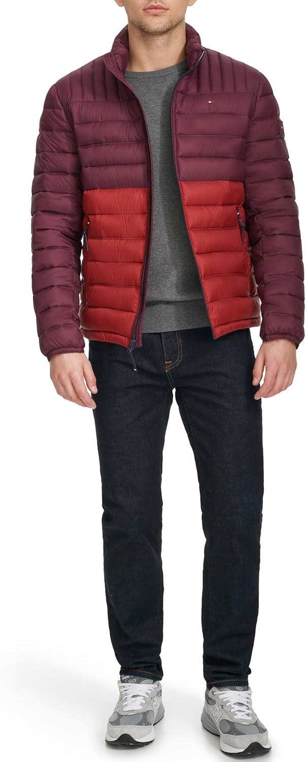imageTommy Hilfiger Mens Embroidered Logo Puffer JacketWine Combo