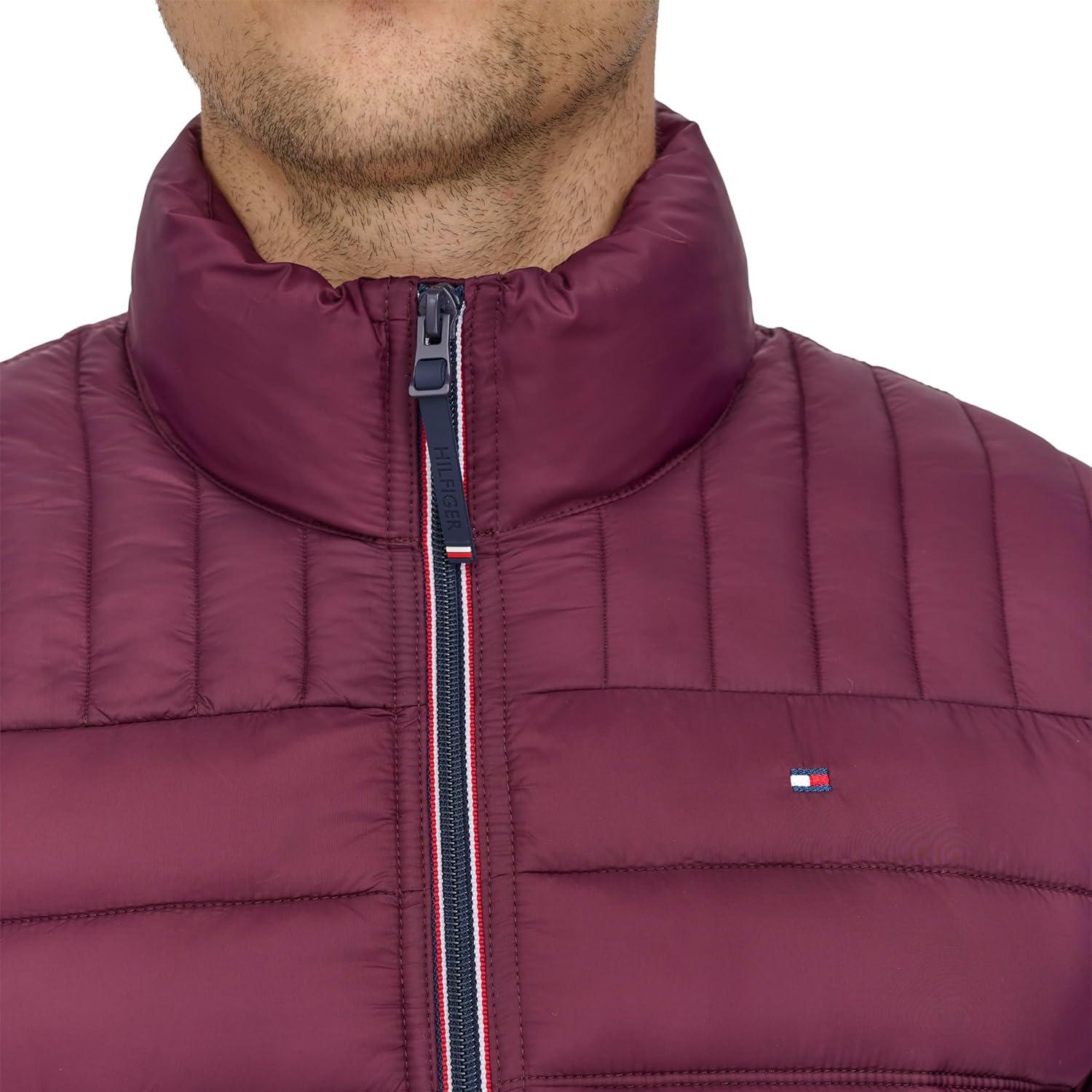 imageTommy Hilfiger Mens Embroidered Logo Puffer JacketWine Combo