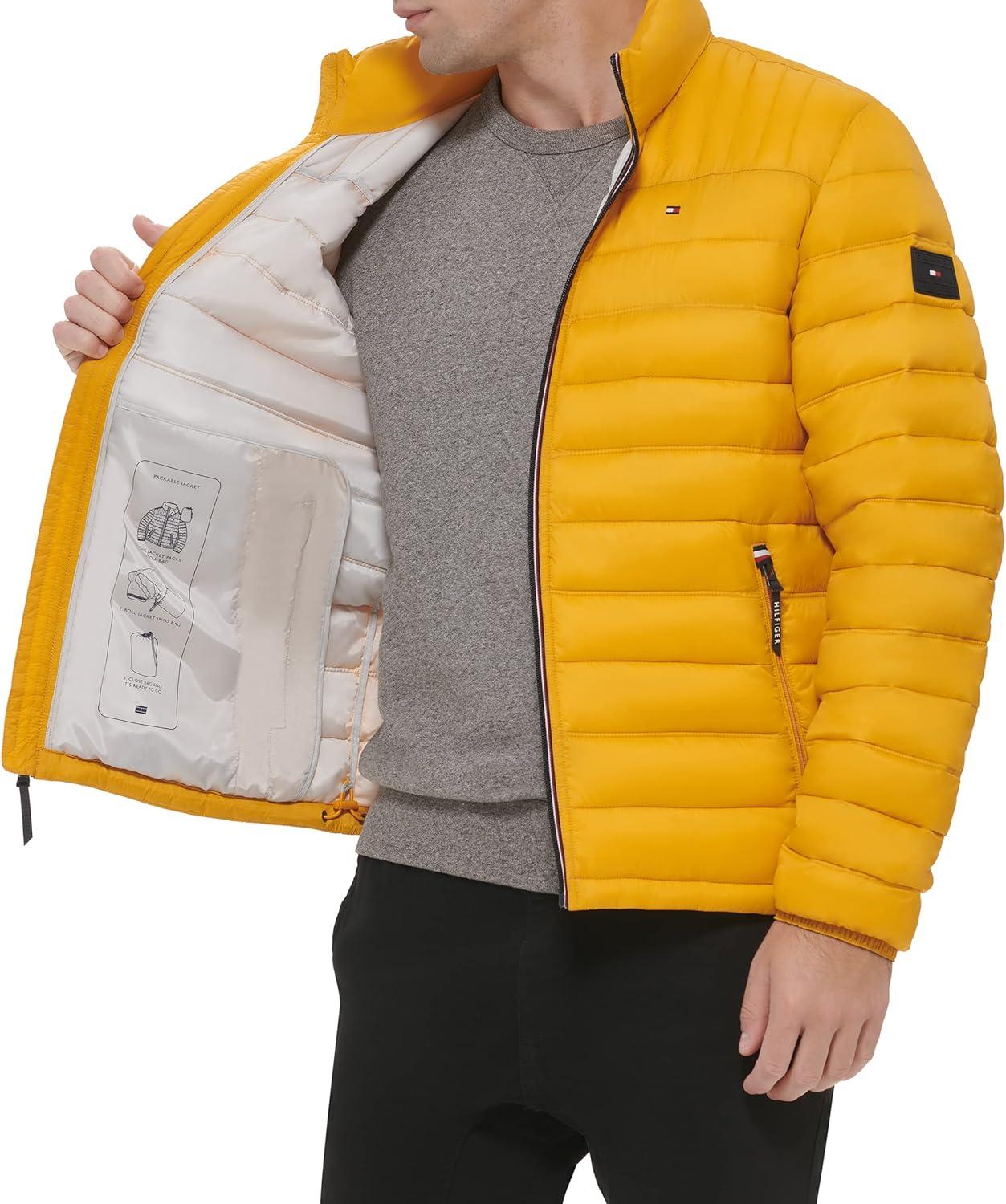 imageTommy Hilfiger Mens Embroidered Logo Puffer JacketYellow Gold