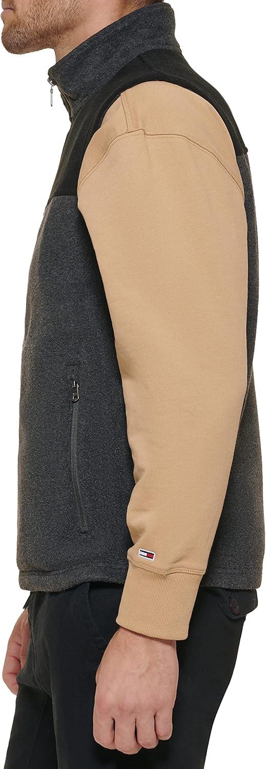 imageTommy Hilfiger Mens Lightweight Polar Fleece VestBlackCharcoal