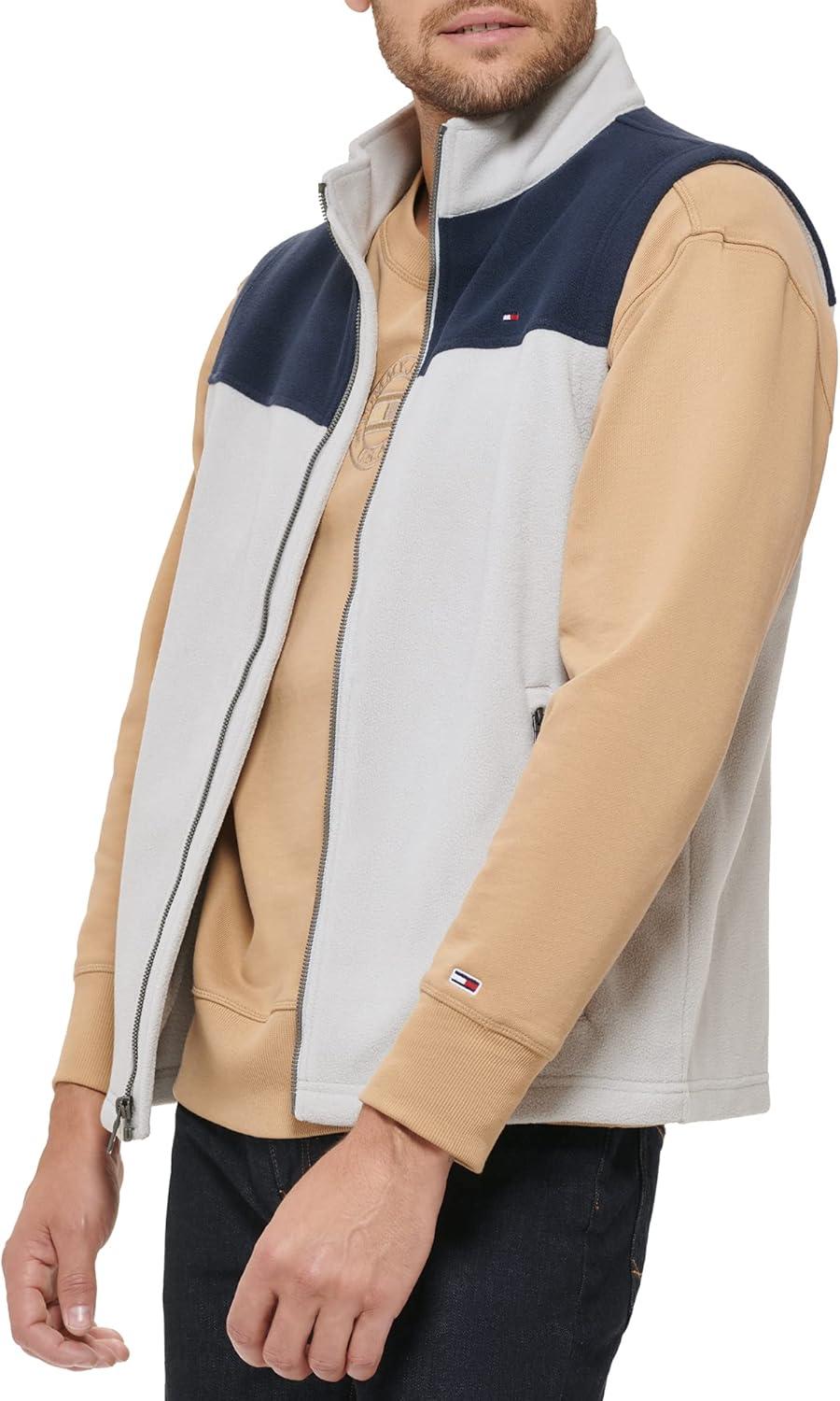 imageTommy Hilfiger Mens Lightweight Polar Fleece VestNavyIce