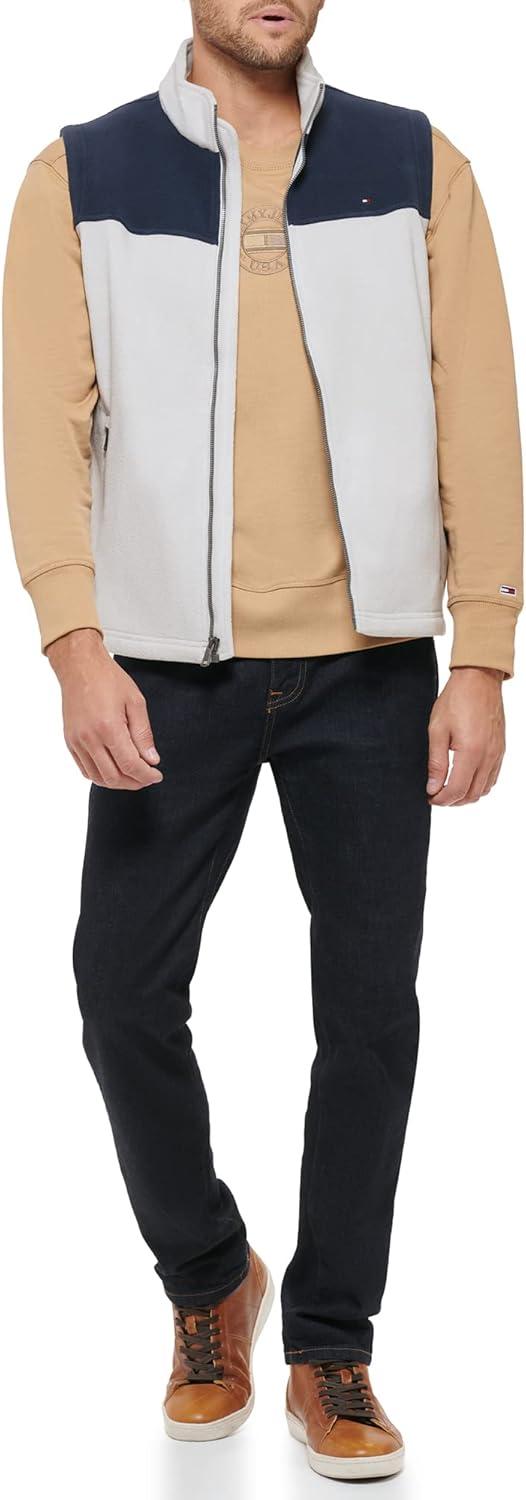 imageTommy Hilfiger Mens Lightweight Polar Fleece VestNavyIce