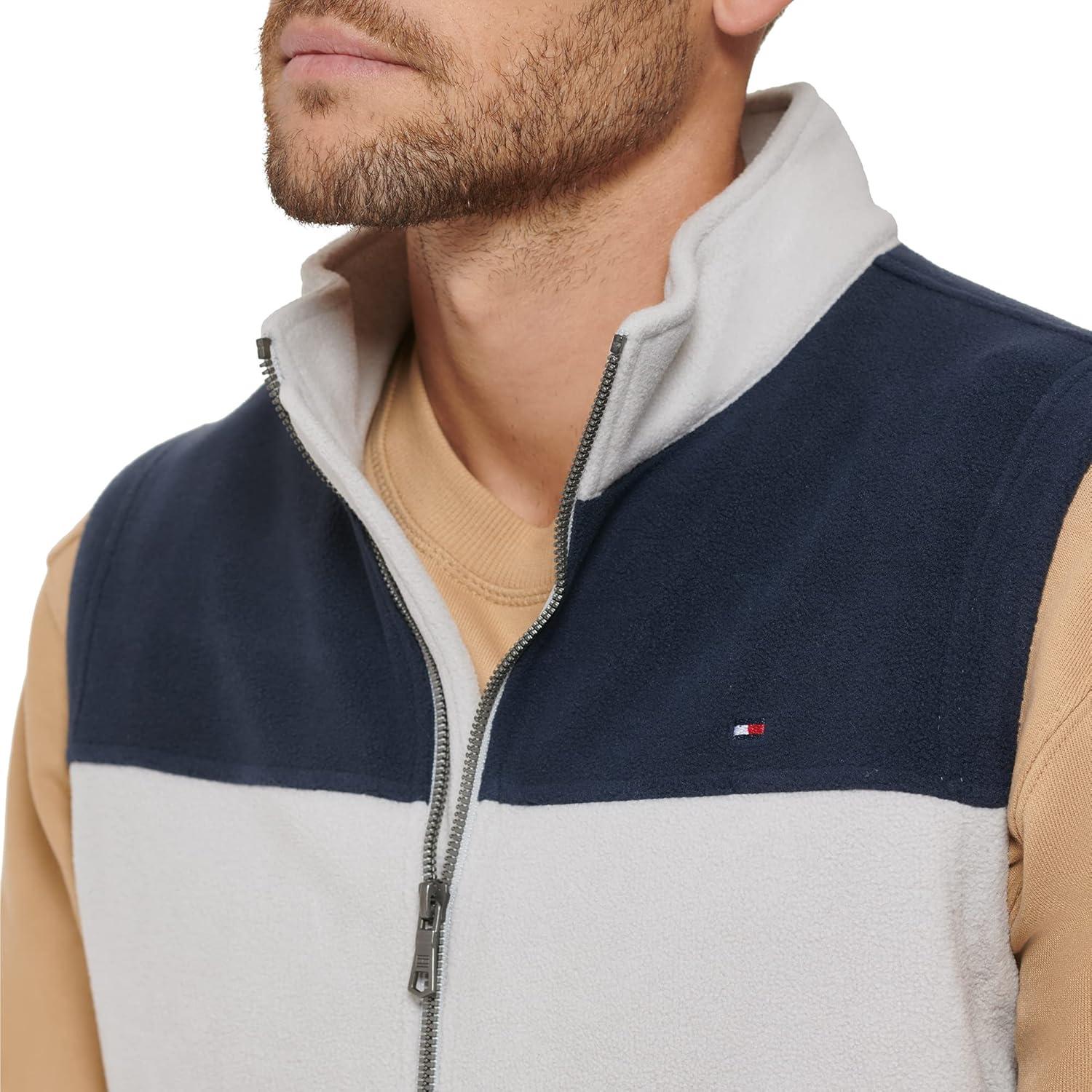 imageTommy Hilfiger Mens Lightweight Polar Fleece VestNavyIce