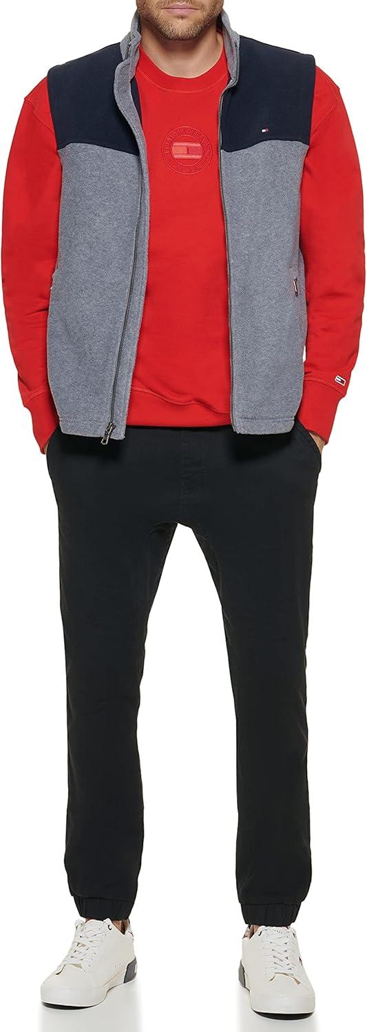 imageTommy Hilfiger Mens Lightweight Polar Fleece VestNavyLight Grey