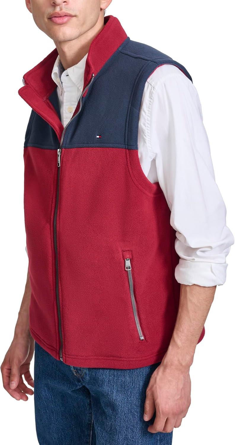 imageTommy Hilfiger Mens Lightweight Polar Fleece VestNavyRed